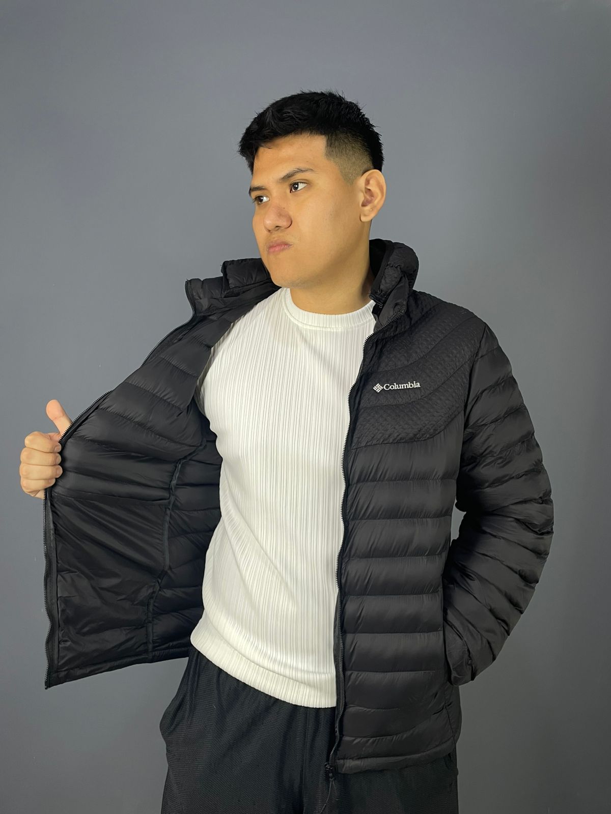 Casaca Columbia Hombre – negro Ligera y Acolchada