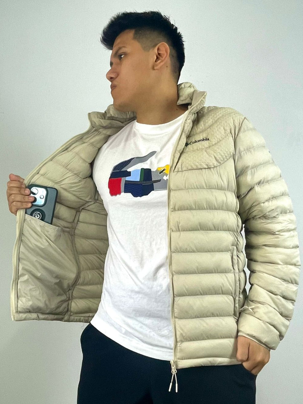 Casaca Columbia Hombre – Beige Ligera y Acolchada